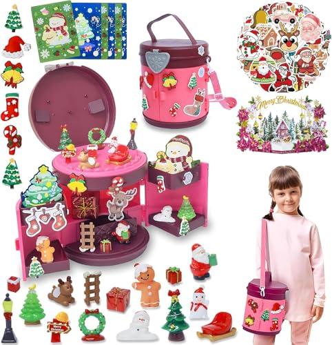 2025 Kids Box – DIY Christmas Organizer Bucket with Stickers & Mini Toys, Fidget Toy Pack, Multi-Item Fidget Toys, Creative Holiday Craft Kit for Girls Boys, Santa & Snowman Storage Bucket for Kids