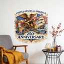 United States 250th Anniversary Wall Decal 1776-2026 Eagle Flag Vintage Cannon Self Adhesive Wall Sticker Independence Day Wall Art Decor for Home Living Room Bedroom Office Party Decorations 1 Sheet