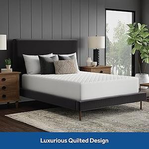 Sealy Luxury 100% Cotton Soft Top Layer, High Loft Comfort EternaLoft Fiberfill, Durable Stretch Corners Mattresses 18 Inches Deep Machine Washable Fitted Mattress Pad, Queen Size, White