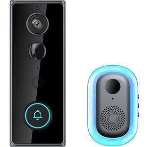 LWOHSI Wireless Doorbell,Battery-Powered Door Bell with 2K HD Security Camera,Tuya App Instant Alerts,Motion Detection,Night Vision,Two-Way Talk,180 Degree Head to Toe View for Home, Apartment