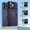 Magnetic for iPhone 17 Pro Max Case 2 x Screen Protector Compatible with MagSafe Translucent Matte Military Grade 17FT Drop Shockproof Full Camera Protection 360 Spin Stand Phone Cover Purple