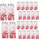 Meanplan 24 Pcs Valentines Gift Bulk 13.5 oz Red Heart Plastic Cup with Lids and Straws Romantic Reusable Tumbler Drinking Mugs for Adults Valentines Wedding Bridal Party Favors Supplies