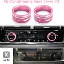 Polodunn for 2026 2025 2024 2023 2022 2021 Nissan Rogue Accessories with 8" Screen, 7pcs Aluminum Alloy Trim Set - A/C, Volume Tune & 4WD Knob Cover, Push Start Button Cover/Ring (Pink)