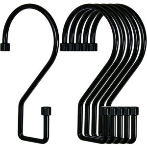 12Pcs S Hooks for Hanging, 4 inch Heavy Duty Large S Hooks, Reversible Black Metal S Shaped Hooks for Kitchen, Bathroom, Garden, Indoor, Outdoor
