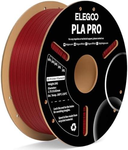 ELEGOO PLA PRO Filament 1.75mm Burgundy Red 1KG, 30-250mm/s Printing Speed Improved Rigidity 3D Printer Filament Dimensional Accuracy +/- 0.02mm, 1kg Spool (2.2lbs) Red