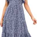 Womens Off Shoulder Summer Dresses Square Neck Short Sleeve Tie Backless Ruffle A Line Casual Layer Mini Dress Larg