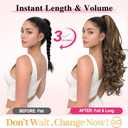 ALXNAN Ponytail Extension,24 Inch Claw Clip in Long Curly Wavy Chocolate Brown with Highlights Ponytail Hair Extension Jaw Clip on Pony Tails Hairpiece for Women