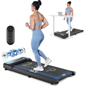 THERUN Walking Pad Treadmill Under Desk, Portable Mini Treadmill for Home/Office, Walking Pad Machine with 2.5HP and 265 lbs Weight Capacity Remote Control LED Display (W1 STARTER Black 35IN Belt)