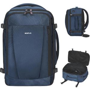 ECOHUB Travel Backpack 18x14x8 Spirit Airlines Personal Item Bag Carry On Backpack 13 Pockets Large Work Casual Daypack for men Airline Approved Waterproof Gym Backpack with Charging Port, Blue