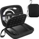 Lacdo Hard Drive Carrying Case for UnionSine Ultra Slim Portable External Hard Drive 250GB 320GB 500GB 750GB 1TB 2TB 4TB 5TB USB 3.0 HDD 2.5 Inch EVA Shockproof Travel Bag, Water Resistant, Black