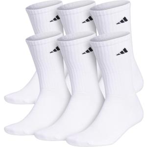 adidas Men's Athletic Cushioned 6-Pack Crew, Cushioned Crew Socks with Arch Compression for a Secure Fit