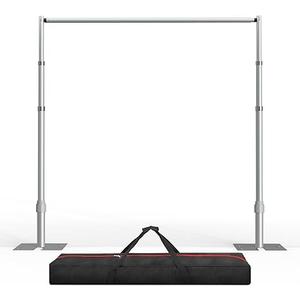 EMART Pipe and Drape Backdrop Stand Kit, 8.9ftx10ft Heavy Duty Adjustable Photo Background, Metal Frame with Flat Base for Wedding, Birthday Party, Banquet Decorations - Silver