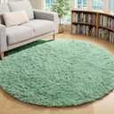 ONASAR Sage Green Round Area Rug 4ft, Fluffy Soft Bedroom Circle Rugs for Kids Girls Boys Teen Dorm Room, Cute Furry Plush Shaggy Carpet for Nursery Living Room Playroom Christmas Home Decor