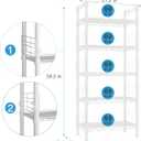 FUTASSI Metal Storage Rack, Storage Organizer Shelves for Kitchen, Bathroom, Living Room, Balcony and Garage, 5 Tiers Narrow Bookshelf, 21.2" W x 9.4" D x 59.2" H, Load 400lbs, White