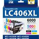 Starink LC406 LC406XL Ink Cartridges Replacement for Brother Printer LC406XL 406 Compatible with MFC-J4335DW MFC-J5855DW MFC-J6555DW MFC-J4535DW MFC-J6955DW MFC-J4345DW MFC-J5955DW, 4 Pack BKCMY (LC406XL Black Cyan Magenta Yellow)