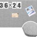 Hahafelt 36"x 24"Linen Fabric Bulletin Board Pinboard for Walls Display Frameless Pinboard Display Notice Memory Board for Office Walls Home Kitchen Easy to Install(Grey)