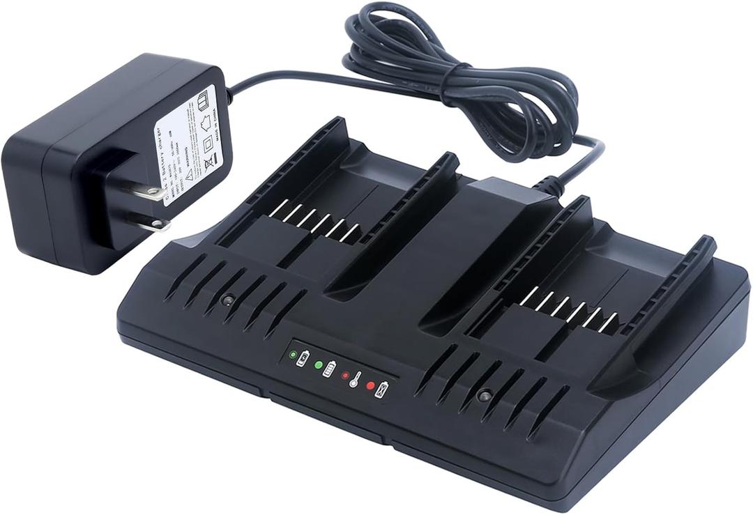 Biswaye WA3875 20V Li-ion Dual Port Charger Compatible with Worx 18V/20V PowerShare Battery WA3578 WA3575 WA3525 WA3520 WA3512 WA3512.1 WA3742
