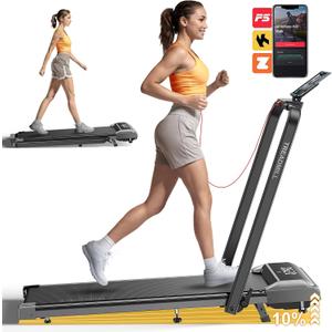 Acezoe Walking Pad Under Desk Treadmill with Incline, 2 in 1 Folding Treadmills for Home Small Office, 300 lbs Capacity, Portable Compact Walking Treadmill with Remote Control, LED Display and Apps
