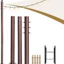 ZUIWAN 8.7ft Sun Shade Sail Poles,Sunshade Poles for Patio Garden,Ground,Deck,Heavy Duty 3" Diameter Outdoor Metal Poles for Canopy,Posts for Sun Shade Sails with Rebar Cage,Brown