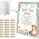 Don't Say Baby Clothespin Game, Woodland Animals Baby Shower Game, One 8x11 Sign and 50 Mini Natural Clothespins, Gender Neutral, Baby Shower Decoration - MJZ02