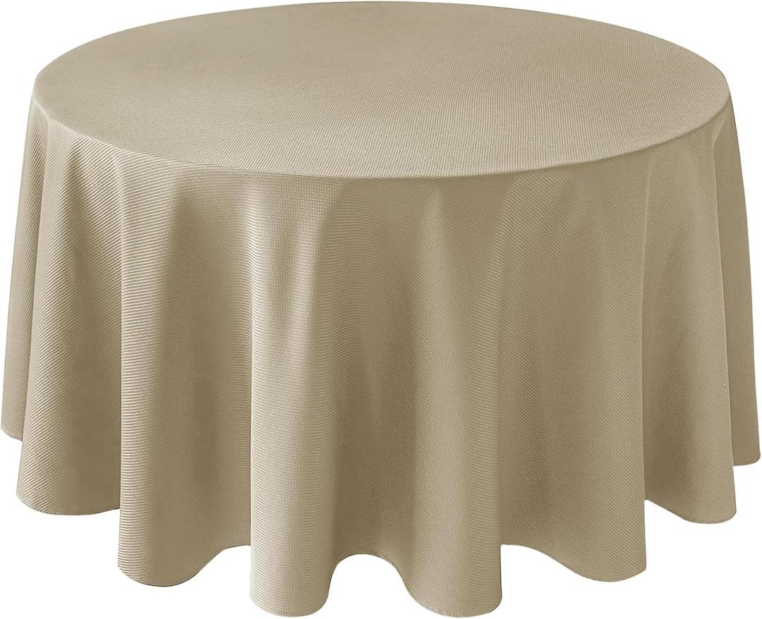 Biscaynebay Textured Fabric Round Tablecloths 90" for Round Tables diameters from 30" to 78", Natural Water Resistant Folding Table Covers Washable for Dining, Kitchen, Wedding, Parties etc