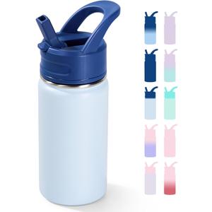 Fijinhom 12oz Kids Water Bottle for School, Toddler Bottles with Straws, Stainless Steel Vacuum Insulated Water Bottle for Boys&Girls, Leak-Proof, BPA-Free, Hope