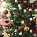 Newwiee 6 Pcs 11.8 Inch Christmas Tree Pick Felt Christmas Ornament Spheres Ball Pick Woolen Xmas Tree Branch Hanging Decoration Ball Topper for Wreath Home Office Party Decor (Green, Wine Red, White)