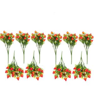 DOITOOL 10 Pcs Artificial Strawberry Stems 10.6 Inch Faux Strawberry Branches for Home Decoration Wedding Party DIY Floral Arrangements and Table Centerpieces