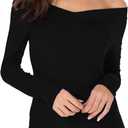 Sarin Mathews Womens Shirts Off The Shoulder Tops Sexy V Neck Slim Fit Shirts Tops Blouses (Black)