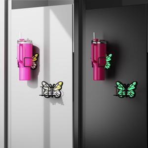 Butterfly Magnetic Fridge Cup Holder for Stanley 30/40 oz, Glow-in-The-Dark Design, Space-Saving Anti-Scratch Anti-Slip Tumbler Organizer Rack, Best Gift Choice