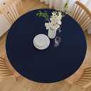 Wolkemer 4ft Fitted Round Tablecloth Spandex Stretch Cocktail Table Cover Elastic Edge Navy Table Topper Cap for Dining Wedding Party Picnic 48 Inch