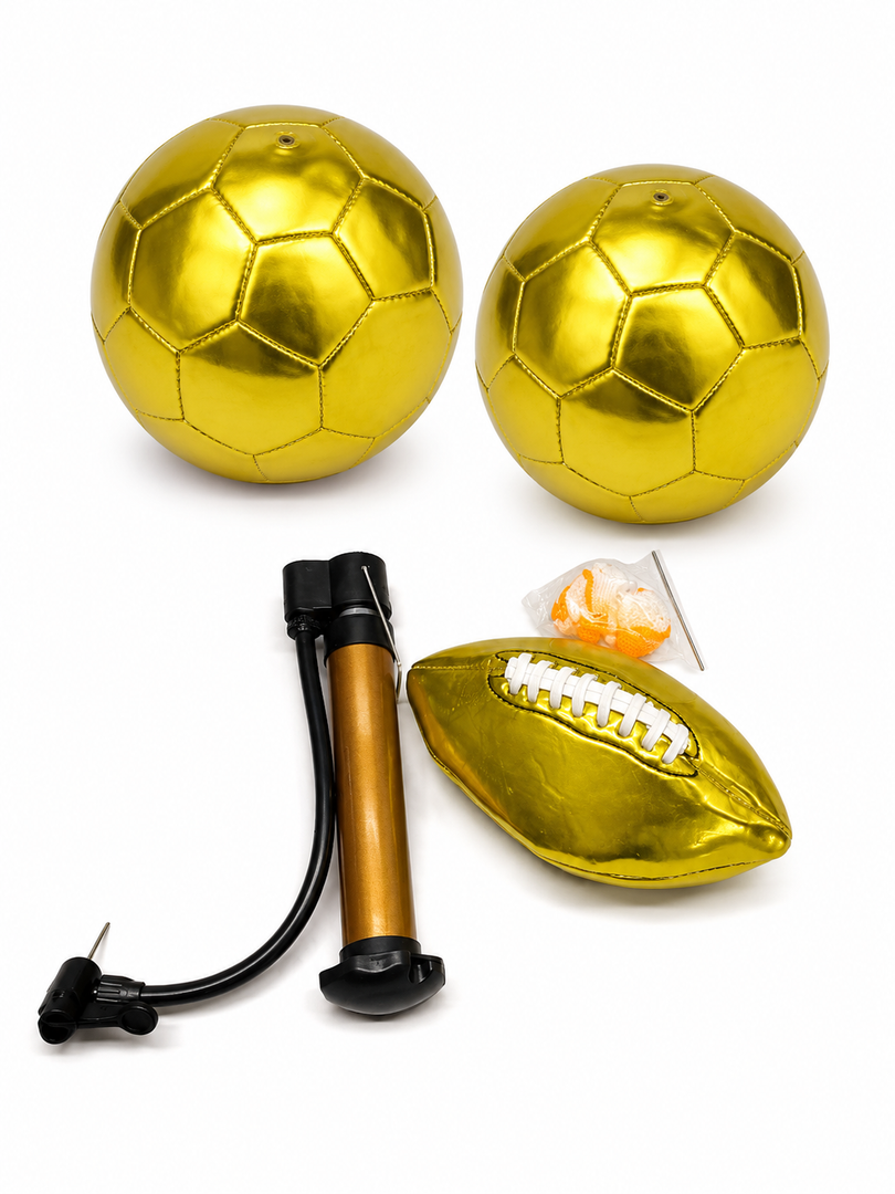 Gold Ball Autograph Football Baseball and Volleyball with Air Pump for Trophies, Awards, Championship Party