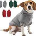 Thick Knit Dog Sweater, Warm Turtleneck Pullover Winter Sweaters for Small, Medium & Large Dogs, Cute Knitted Pet Clothes for Puppy, Holiday Costume Outfit for Boy & Girl Pet Beagle, Grey XL