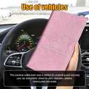 3 x Kewucn Car Registration and Insurance Holder, Leather Auto Glove Box Organizer with Magnetic Shut, Vehicle Compartment Accessories Case for Cards, Driver License & Essential Documents (Large-Pink)