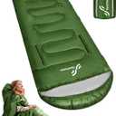 Sportneer 0 Degree Wearable Sleeping Bag for Adults & Kids  Walkable with Arm Zippers, Waterproof & Warm to 20F, Compact for Camping, Stadiums, Travel, Backpacking & Car Use (78.7''Long, Green)