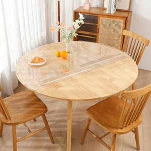 2mm Thick Clear PVC Table Cover - 44" Clear Plastic Protector, Waterproof & Oil Proof, Desk Pad for Dining & Coffee Tables (DIA 44 Inches)