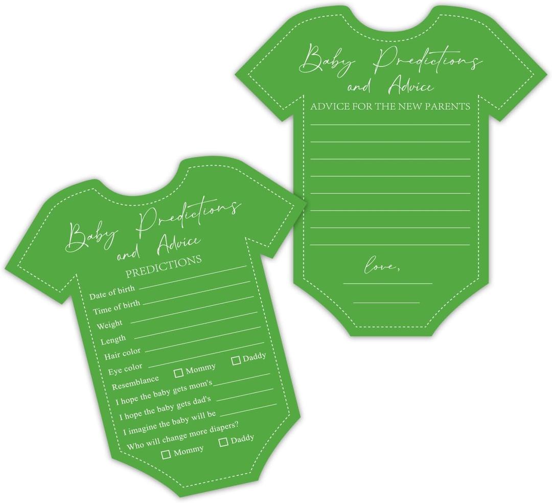 2 x C2U Baby Shower Advice & Prediction Cards - 36 Count Double Sided Wishes Game Cards For Girl or Boy- Baby Shower Decoration Fun Baby Time Prediction Activity and Keepsake For New Parents (Green)