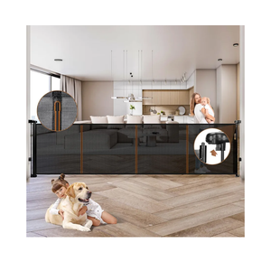 200.1" Retractable Baby Gate Extra Wide, 35.1" Tall Retractable Dog Gate for Stairs, Doorways, Decks, Mesh Gate Long Child Gate Pet Gate for Indoor, Outdoor, with Reinforced Mesh Rods, Dual Locks