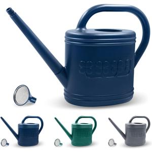 2 Gallon Watering Can, Outdoor Watering Can for Plants, Garden Water Can with Removable Long Spout and Stainless Steel Sprinkler Head, Large Water Can for Greenhouse Flowers Plants (Dark Blue)