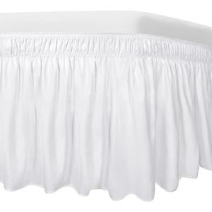 Easy-Going Bed Skirt for Twin or Full Size Bed, 14 Inch Tailored Drop, Fitted with Adjustable Elastic Belt, Convenient to Use Without Lift The Mattress (Twin/Full, White)