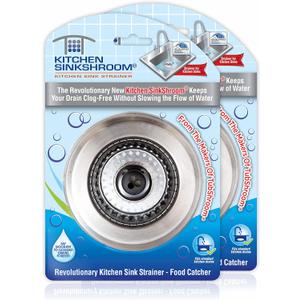 SinkShroom Revolutionary Clog-Free Sink Strainer Basket, 2-Pack, Stainless Steel