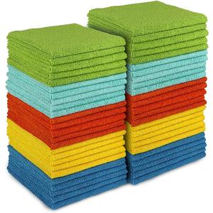 AIDEA Microfiber Cleaning Cloth, 49PK, Microfiber Towels for Cars, All Purpose Cleaning Rags for House, Dusting Cloth for Kitchen, Car, Window, 12"12" (Blue/Yellow/Green/Red/Mint)
