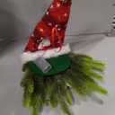 Christmas Wreath for Front Door, Lighted Gnome Christmas Door Wreath, Artificial Santa Xmas Hanging Sign for Door Window Wall Decorations Farmhouse Christmas Home Decor (Red)