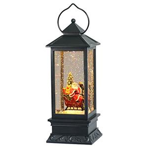 Eldnacele Singing Battery Operated & Plug-in Musical Lighted Christmas Snow Spinning Water Glittering Snow Globe Lantern Home Decoration and Gift, Santa Claus
