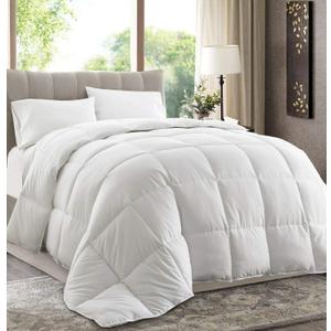 Chezmoi Collection All Season Down Alternative Comforter - Plush Microfiber Fill - Box Stitch Quilted - Duvet Insert with Corner Tabs (Oversized King, White)