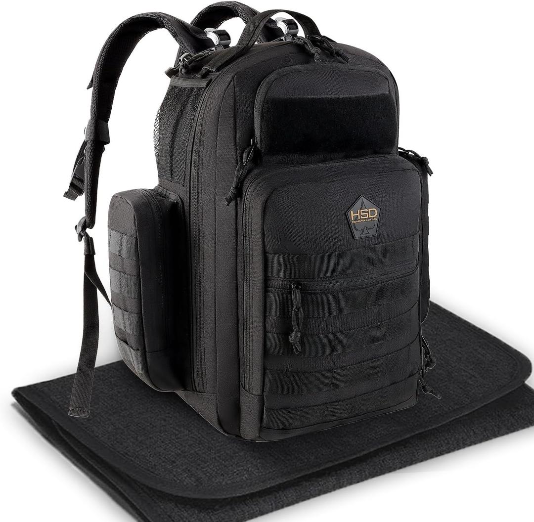 HighSpeedDaddy Diaper Bag Backpack with Diaper Changing Mat - Waterproof Military-Grade Baby Travel Bag - Spacious Design for Moms and Dads on the Go with Toddlers Baby Bag - Black. 25L Size