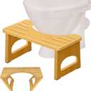 Foldable Toilet Stool, 7.5 Inch Poop Stool for Bathroom, Bamboo Toilet Stool Squat Adult, Collapsible Squatting Potty Stool with Non-Slip Strip - Improve Squatting Posture and Comfort, Wood