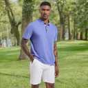 Men's Polo Shirts Short Sleeve Cotton Blend Moisture Wicking Dry Fit Performance Collared Golf Shirts for Men (Blue, XXL)