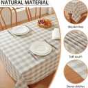 Checkered Tablecloth Rectangle Washable Buffalo Plaid Table Cloth Cotton Linen Gingham Table Cover for Picnic Kitchen Dining Room, Beige and White, 55 * 70