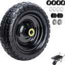 4.10/3.50-4 Tire and Wheel Flat Free 10" x 3" (1Pcs) Universal Solid Wheelbarrow Tire with 5/8" and 3/4" Bearings 2.17 Hub Centered, for 4.00-6, 3.50/2.50-8, Wheelbarrow Wheels